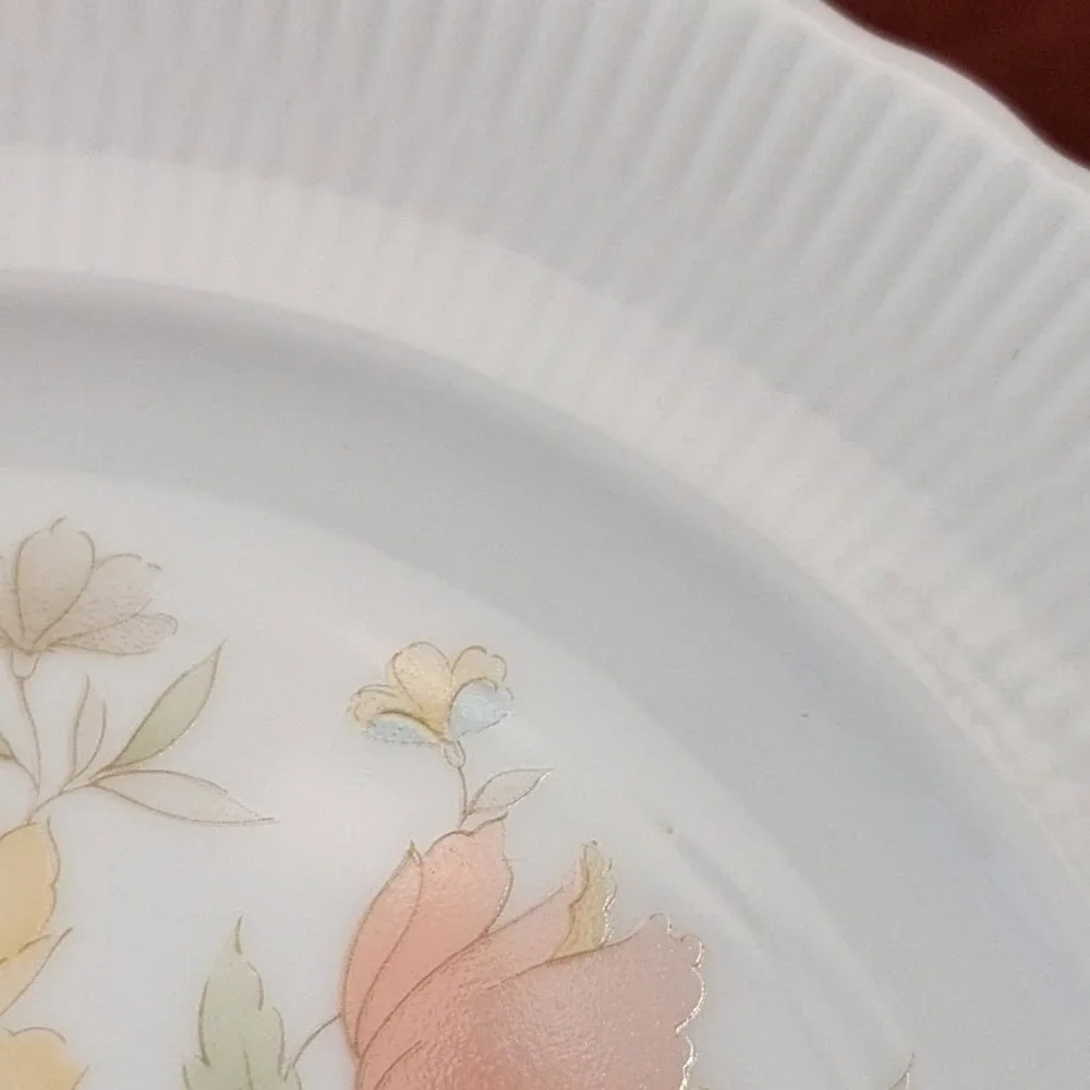 Vintage Ichiyama Toen Japan Floral Porcelain Bread Plates Set of 6‎ Ribbed Edge